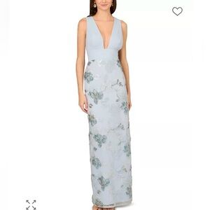 Aidan Mattox Embellished Gown Tropez Blue Size 10